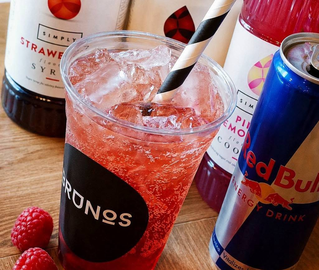 Raspberry Red Bull infusion available at Brunos in Leominster